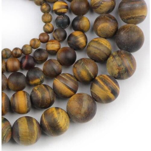 YHBZRET Natural Matte tiger eye Stone Round Loose Beads For jewelry Making 4/6/8/10/12 mm DIY Bracelet necklace Strand 15