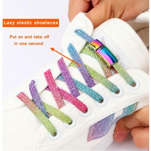 NEW Magnetic Elastic Shoelaces Flat No Tie Shoelace Candy Lazy Safety Quick Lock Laces Strings Fits All Kids Adult Fast shipping