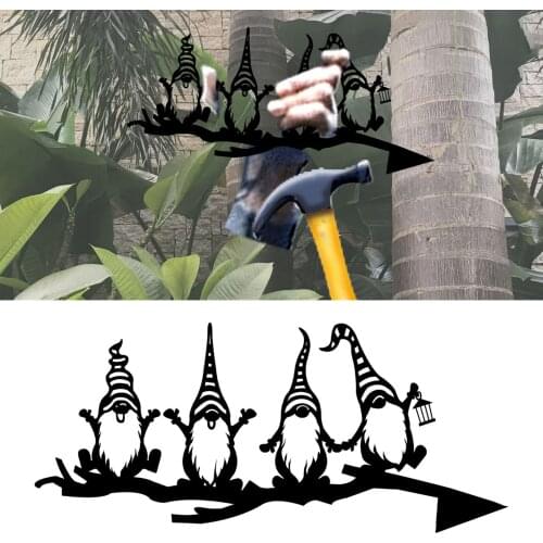 Cute Metal Branch Leprechaun Silhouettes Tree Hollowed Out Garden Wall Fence Decoration Outdoor Garage Backyard Patio Ornaments