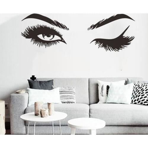 Fashion Lash & Brows Eyes Quote Wall Stickers Unique Girls Eyelashes Wall Decals Bedroom Decor Eyebrows Store Beauty Salon Decor