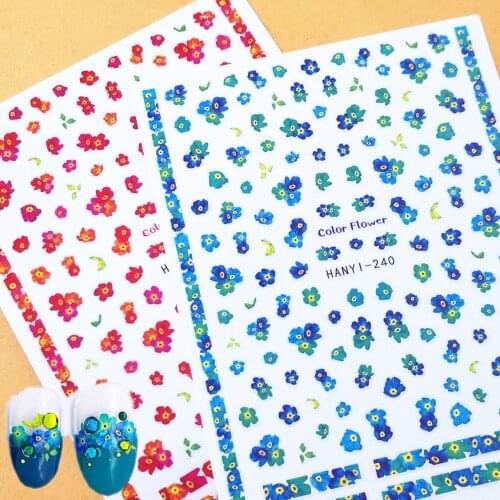 Newest HANYI 239 240 mixed flower design nail art sticker decal stamping back gule DIY nail decoration wraps
