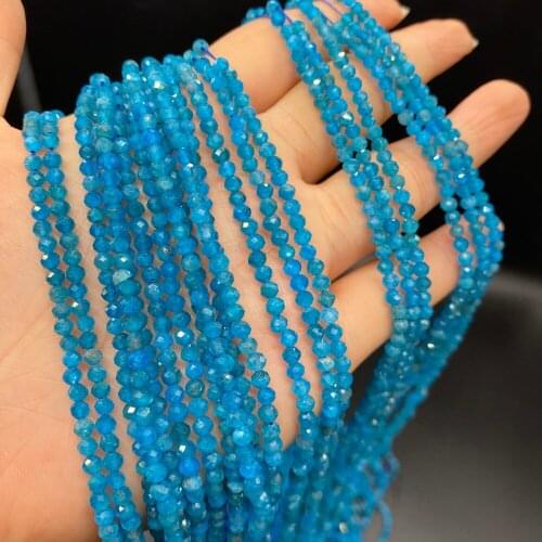 Natural Semi-precious Stones Small Faceted Beads Blue Apatite Spacer Beads Loose Beads for Jewelry Making DIY Accessorie