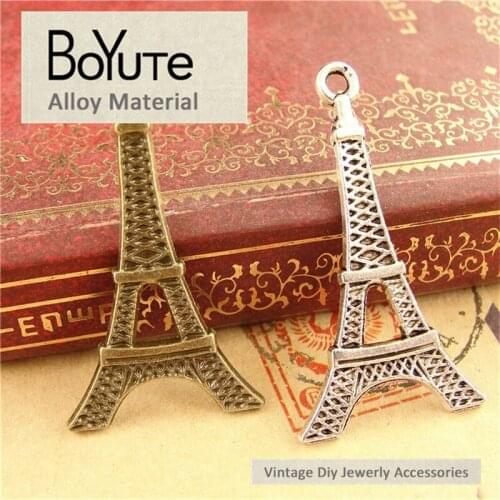 BoYuTe (50 Pieces/Lot) 35*18MM Vintage Style Antique Bronze Silver Plated Tower Charm Pendants for Jewelry Materials