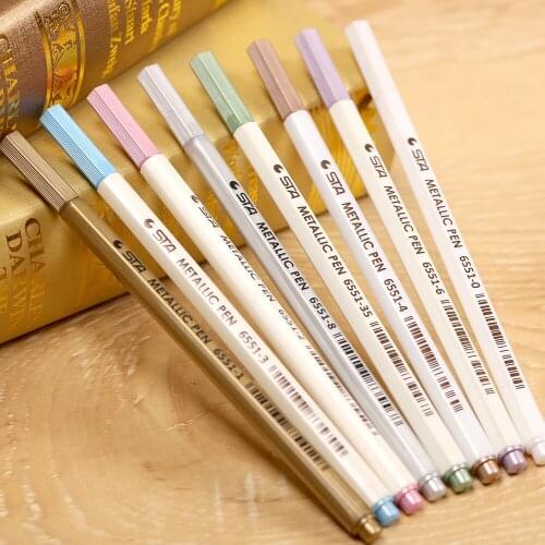 Handmade DIY Adhesive Photo Album Accessories Photo Album Pen Painting Pen Metal Pen 8 Pieces Color Hand Account Marking Pen