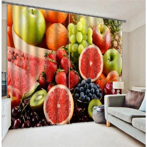 Kitchen Curtains Fruits Luxury Blackout 3D Window Curtains For Living Room kids Bedroom Drapes cortinas Rideaux Customized size