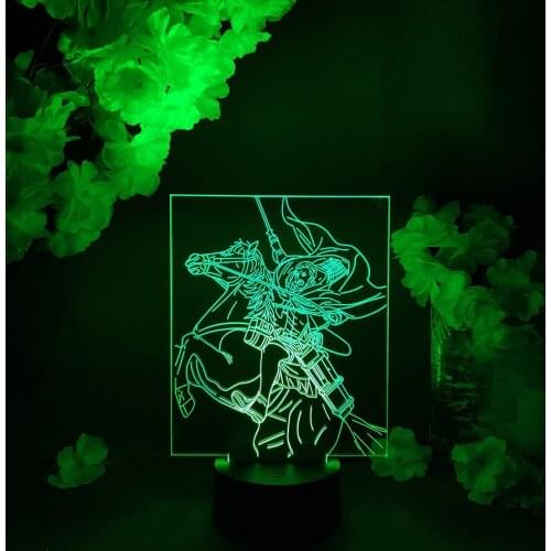 ERWIN SMITH LED ANIME LAMP ATTACK ON TITAN Figurine Night Light for Otaku Bedroom Lighting Decoration 3D Hologram Effect