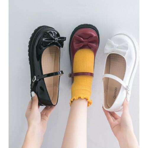 Sweet Shoes Women 2021 Lolita shoes bow red white Autumn Singles Japanese Cute Round Head Soft Girl Loli Shoes Mary Jane shoes