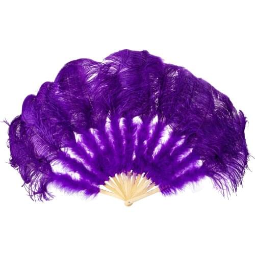 Ostrich Feather Fan Halloween DIY Party Wedding Decorative Bamboo Plumes Fan Celebration Home Ornament 13 Shares Wholesale