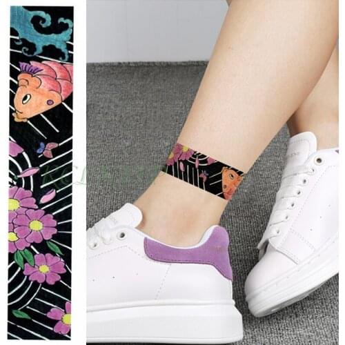 Waterproof Temporary Tattoo Sticker fish flower totem band Fake Tatoo Personality Flash Waist Arm Foot Tatto for Girl Women Men