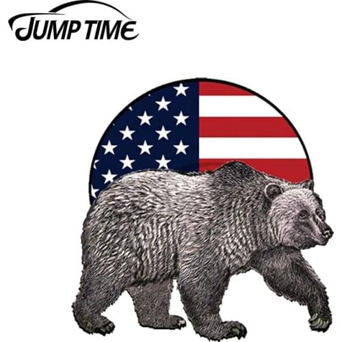 Jump Time 13 x13cm For American Grizzly Bear Car Sticker Waterproof Refrigerator Decal Motorcycle Occlusion Scratch VAN Graphics