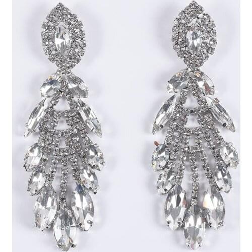 2019 New Tassel ZA Earrings For Women Wedding Bridal Jewelry Luxury Crystal Rhinestone Big Long Drop Earrings Fringe Dangle Girl