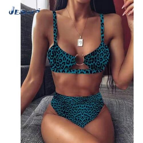 Leopard Print Sexy Swimsuit 2021 Split Bikini Two-piece Swimwear For Women Beaching Bather Biqunis High Waist Ladies Beachwears