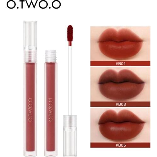 O.TWO.O Liquid Lipstick Matte Lip Gloss Cosmetic Lightweight Lip Glaze Long Lasting Lip Tint Waterproof 12 Color Lips Makeup