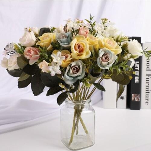 1 Bouquet Artificial flowers fake roses high quality bouquets DIY accessories for christmas home wedding decoration scrapbooking