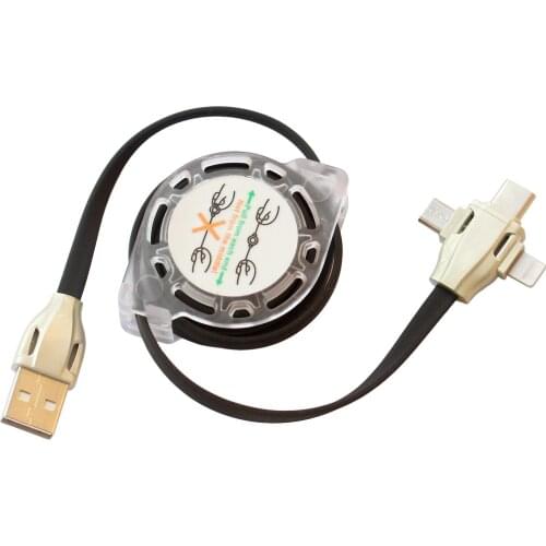 1mtr 3 in 1 Flexible portable type C micro USB multi-functional data and charging cable