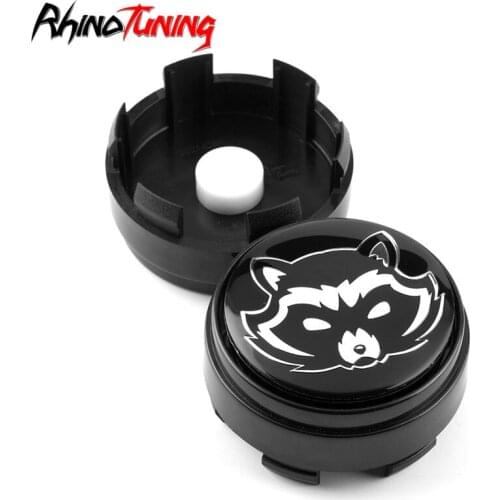 1pc 66mm 63mm Car Wheel center Hub caps Raccoon pattern for rims Wheels Centre Rotating Hubcaps Cover Auto Styling Accessories