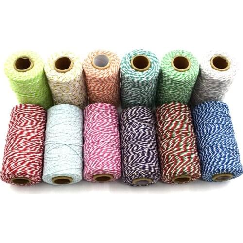 100M* 2MM Double Color Three Color Cotton Baker Rope Twine for Handmade Accessories Wedding Party Decoration Gift DIY Wrapping
