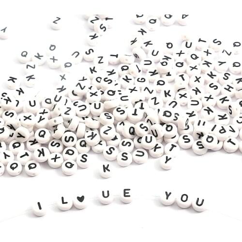 100pcs/lot 4x7mm English Alphabet Letter Beads Acrylic Round Spacer Beads For DIY Jewelry Making Bracelet Necklace Accessories