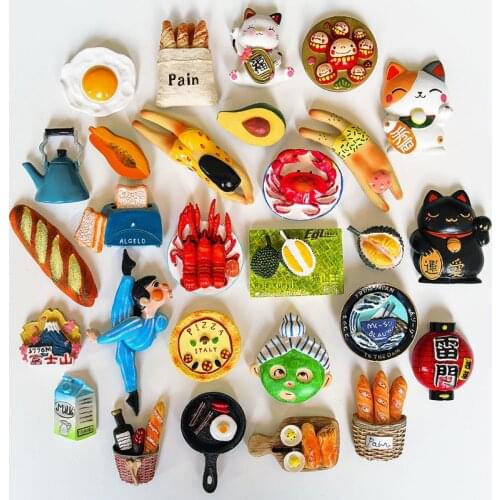 3D magnetic refrigerator stickers fridge magnet personalized creative cartoon cute Bread crabs ornaments Pan kettle collection