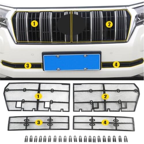 4P Steel Grille Insect Net Screening Mesh Front Grille Net Protective Trim For Toyota Land Cruiser Prado FJ 150 2018 2019 2020