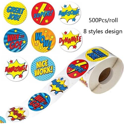 Super Hero Reward Stickers 100-500pcs Stickers 8 Super Hero Designs Scrapbooking Paper Seal Students Kids Stationery Sticker