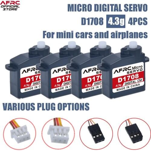 AFRC-D1708 4.3g 4PCS Micro Digital Servo Mini JST and JR Connector For RC plane car toys Model is special DIY assembly upgrading