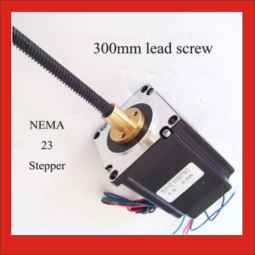 Large Stock Reserve! NEMA 23 External Linear Stepper Motor With 300 mm Lead Screw 2 mm Pitch 8 mm Lead Nema 23 Axial Screw
