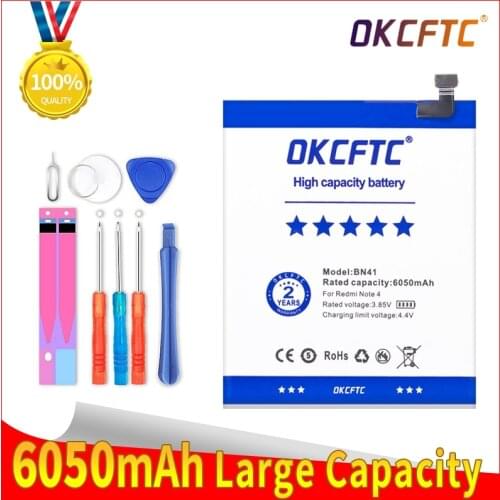Original Replacement Battery BN41 6050mAh for Xiaomi Redmi Note 4 MTK Helio X20 Redmi Note 4X MTK Helio X20 Bateria