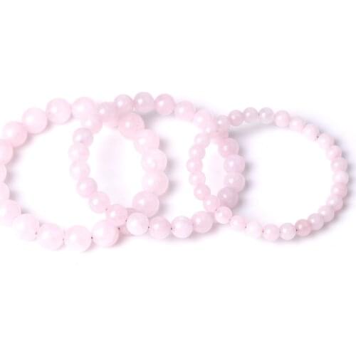 Girl Pink Stone Beads Strand Bracelet Buddha Beaded Yoga Friendship Strench for Women Men Jewelry Braclet Braclets