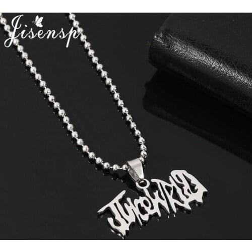 Jisensp Juice WRLD Stainless Steel Pendant Necklace Beads Chain Punk Hip Hop Necklace Choker Fans Gifts Street Style 2021