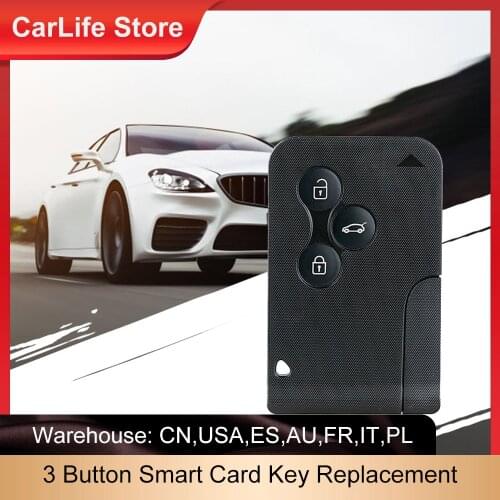 3 Button Smart Card For Renault Clio Logan Megane 2 3 Koleos Scenic Card Case Black Car Key Fob Shell With Small Key