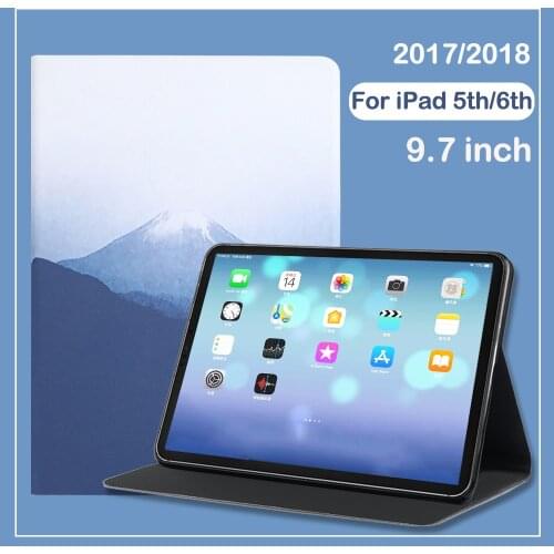 Tablet Case For iPad 9.7'' 2017 2018 Cases 5th 6th Gen A1822 A1893 Folding Folio Cover Funda Painted Flip Stand Protective Shell
