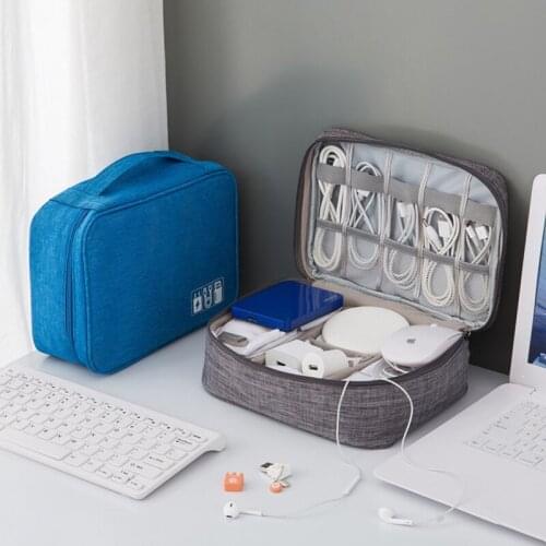 Travel Digital Makeup Organizer USB Cable Storage Bag Free Separate Waterproof Zipper Bag Luggage Space Saver