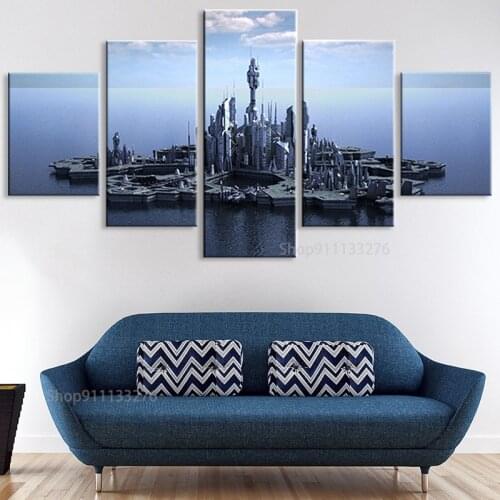 Canvas Painting 5 Pieces Stargate Atlantis TV Play Poster Picture Frame For Living Room Cuadros Decoration Wall Artwork HD Print