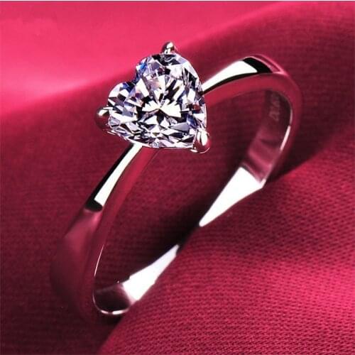 Christmas Gift Love Forever 2Ct Heart Lovely Diamond Diamond Ring Genuine 925 Sterling Silver Ring for Women