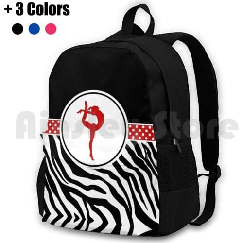 Zebra Print Gymnastics In Red Outdoor Hiking Backpack Riding Climbing Sports Bag Gymnastics Gymnast Zebra Zebra Animal Red