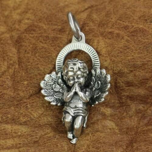 925 Sterling Silver Cupid Pendant Charms Little Angel God of Love Pendant TA187 JP