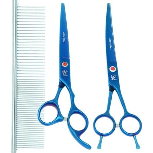 Meisha 7 inch Dog Grooming Scissors Set Pet Shears Animal Straight Curved Cutting Tijeras Cat Hair Thinning Trimming Tool B0025A