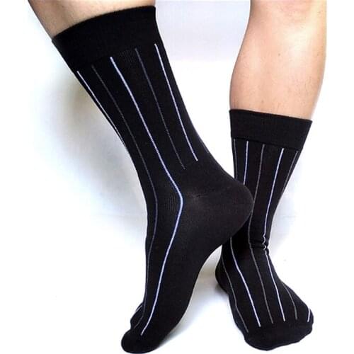 Striped Mens Socks for Leather Shoes High Quality Cotton Black Sexy Gay Male Formal Dress Suit Socks Man Stocking Hose