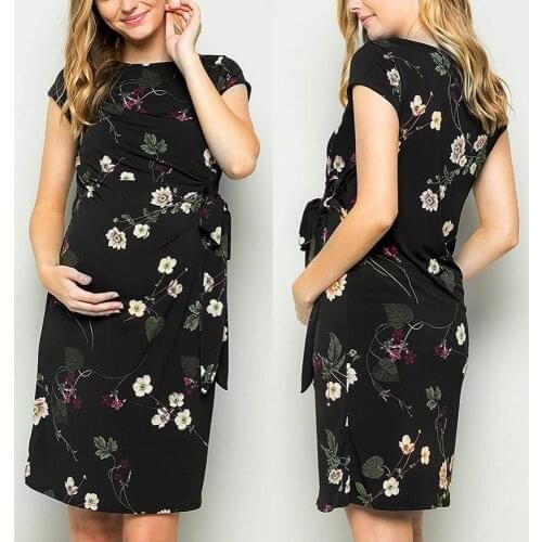 New Fashion Maternity Short Sleeve Dress Breastfeeding Baby Nursing Pajamas Pregnant Women Summer Dresses