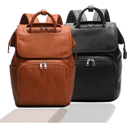 New Unisex Fashion Quality PU Leather Baby Diapers Bag Backpacks Maternity Changing Pad Stroller Straps Baby Bags Water Proof