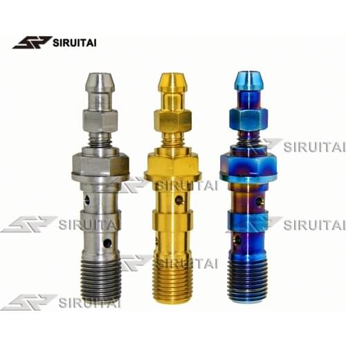 Titanium alloy hollow screw motorcycle brake caliper bolt M10x P1.0 / 1.25 two holes