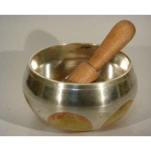 ASIAN TIBETAN COPPER GOLD-PLATING SINGING BOWL W/STRIKA free shipping