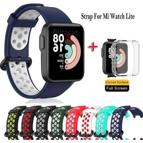 Silicone Strap For Xiaomi Watch Lite With TPU Full Screen Protector Case Replacement Watchband For Mi Watch Lite Bracelet Correa