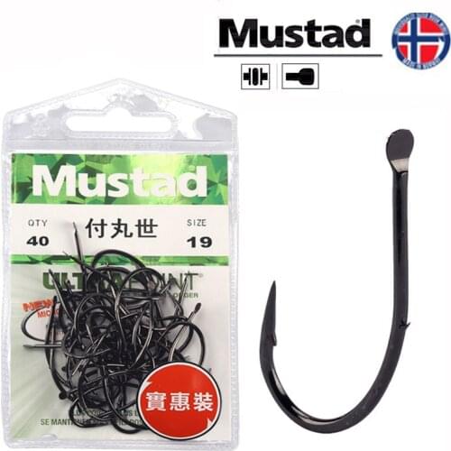 Mustad 10015 Fishing Hooks Anzol Stream Sea Pole Carp Barbed Hook Back Double Barbs Fishing Hooks 4#-19# Shape Baitholder Pesca