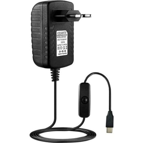 5V 3A Type-C USB AC/DC Wall Charger Adapter Power Supply Cord For Raspberry Pi 4 Model B Power Plug Adapter with Switch