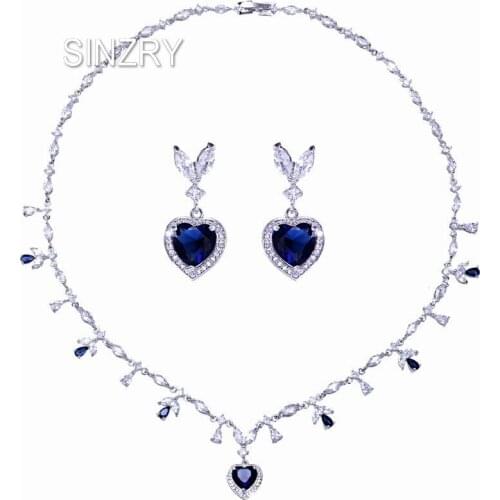 SINZRY New luxury bridal jewelry set white gold color cubic zircon heart sweety wedding jewelry set bridal jewelry