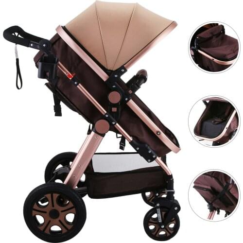 Foldable Baby Stroller Infant Stroller safety Anti-shock Carriage Pushchair Pram Large capacity basket