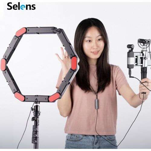 Selens Folding Ring Light For Makeup Live Fill Light Ring Light LED Selfie Dimmable YouTube Lamp Photo Video Camera Phone