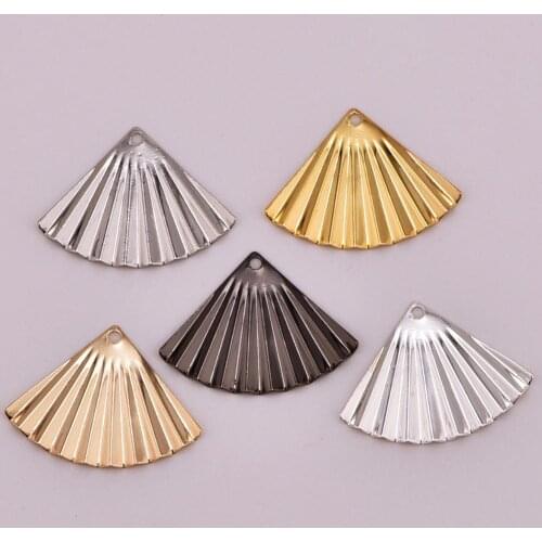 14.5 * 19.5mm wavy fan-shaped copper diy jewelry accessories earring pendant material